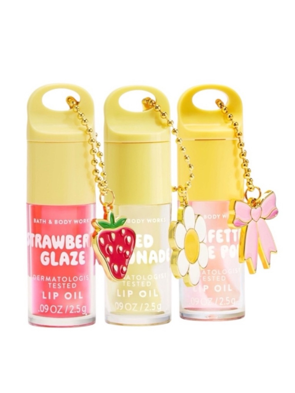 NEW!! 3X Bath & Body Works Lip Oil Collection Set Bundle with Charms - Picture 10 of 11